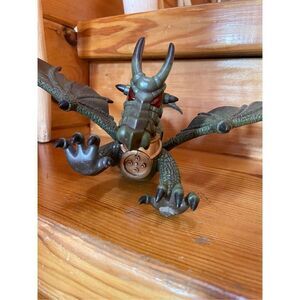 Mega Bloks Dragon Krystal Wars Green Dragon 10" Figure, Krystal Orb, Gold Knight